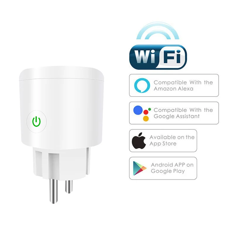 10A 16A ЕС Wifi умная вилка с монитором питания Беспроводная розетка Google Home Alexa
