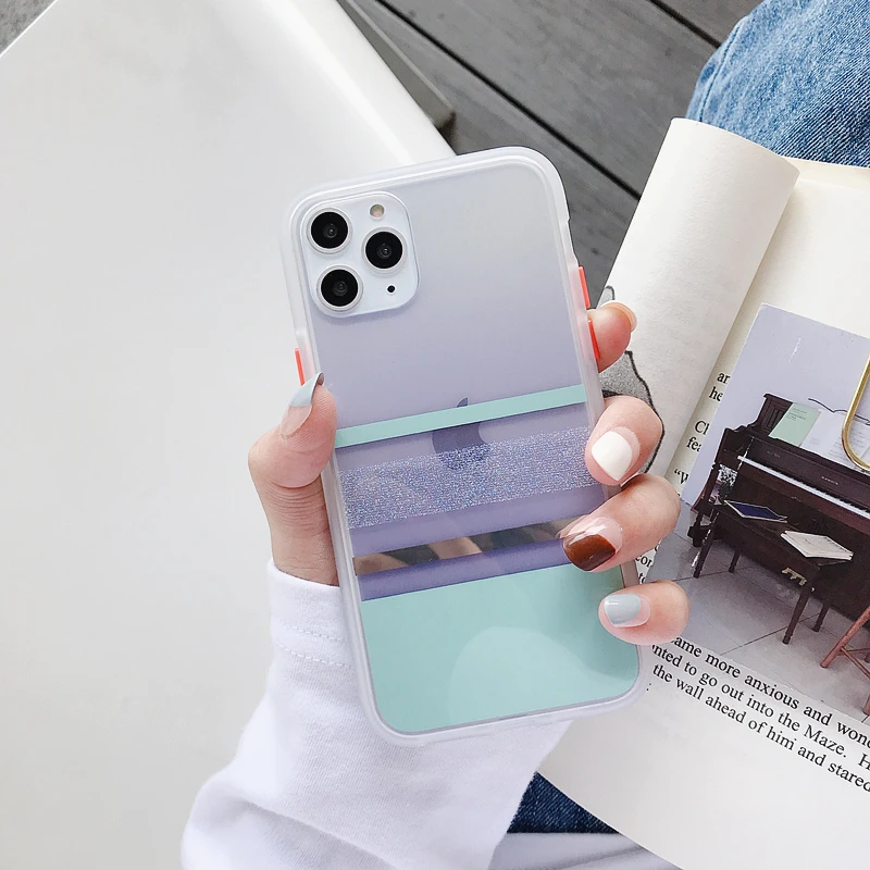 Модный Блестящий чехол для телефона iPhone XR X XS Max 7 8 6 6s Plus, мягкий IMD Блестящий Прозрачный чехол для iPhone 11
