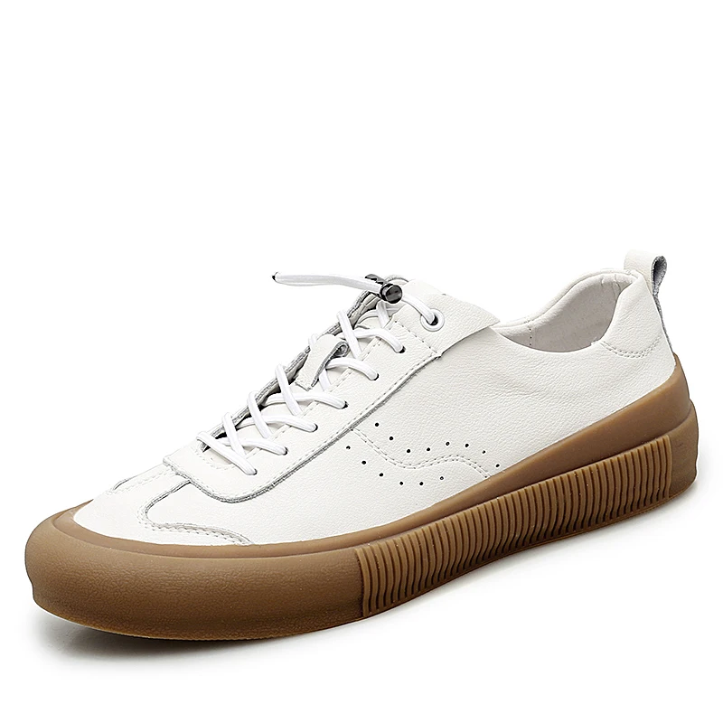 white Sneakers Men Shoes Genuine Leather Top Quality Original Brand Autumn Casual Men Shoe Simple White Sneakers Comfortable Men Flats - Цвет: white