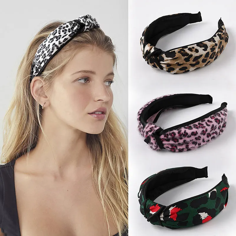 

Headband For Women Leopard Print Top Knot Wide-brimmed Hairband Hot Vintage Polyester/Faux Fur Head Hoop Turban Hair Accessories