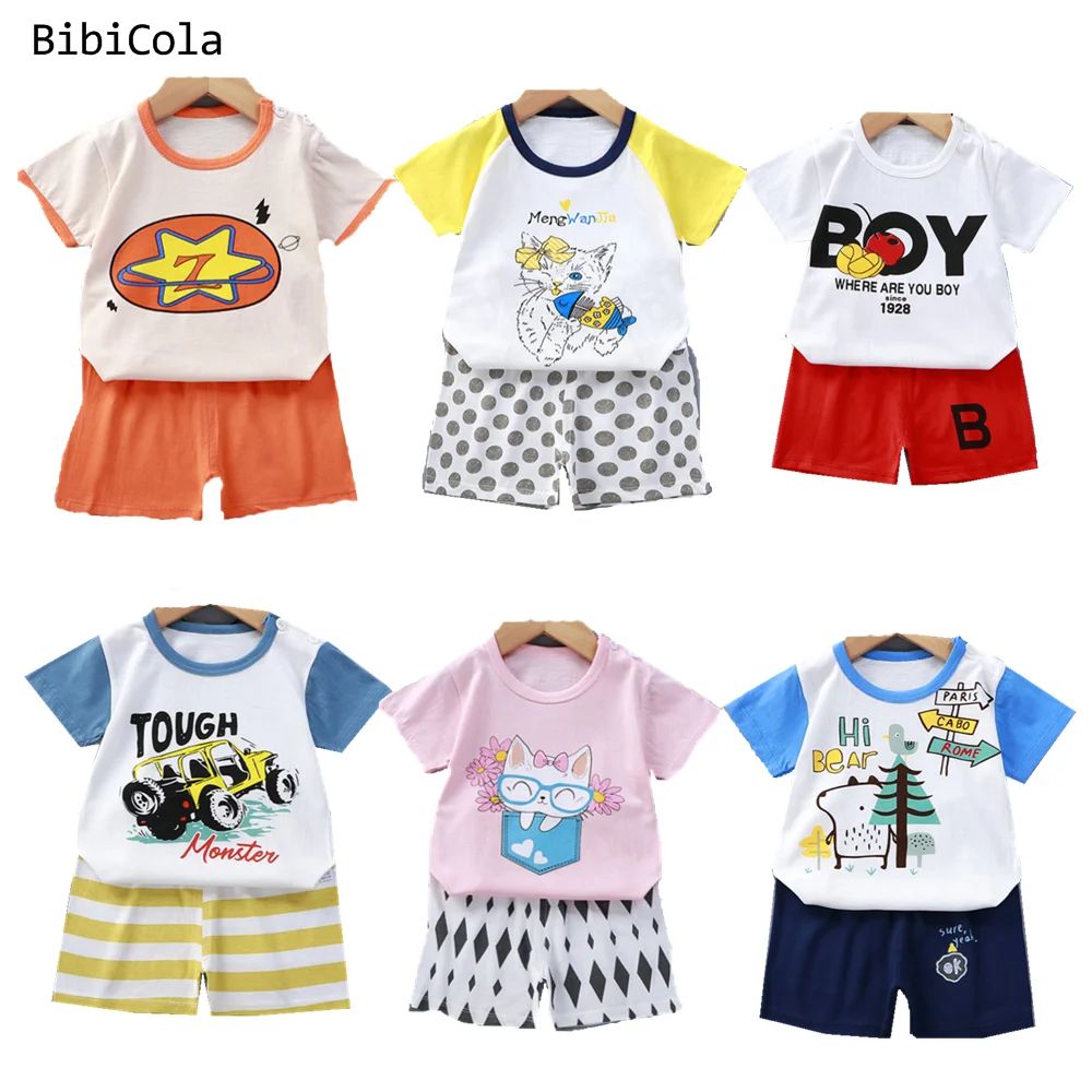 

Summer New Children's Clothing Sets Kids Baby Boy Girl Cotton T-shirt + Short Two Piece Set Casual Thin Child Short Sleeve Suit