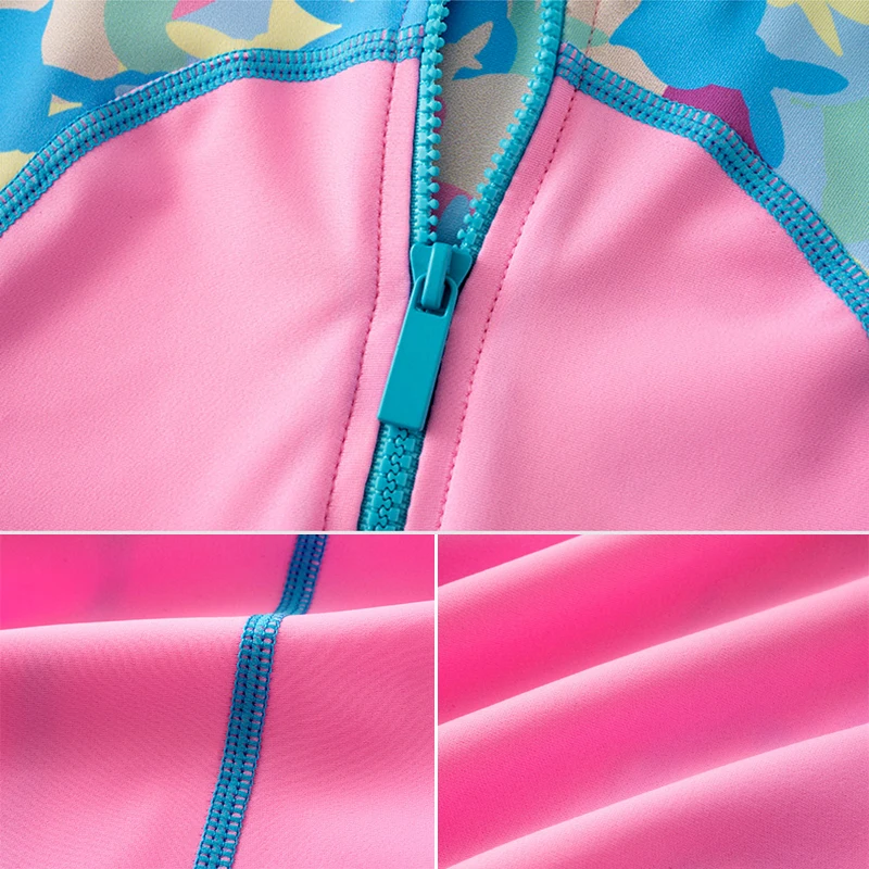 UPF 50+ Lycra Rash Guard Gilrs Long Sleeve One Piece Swimsuit for kids Teen Children Beach Surf Swim Suit Quick dry plus size | Спорт и