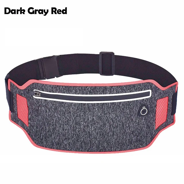 dark gray red Сумка для бега для телефона, водонепроницаемая поясная сумка для бега, светильник, дышащий поясной ремень, унисекс Фитнес поясная сумка, спортивные аксессуары - Цвет: dark gray red