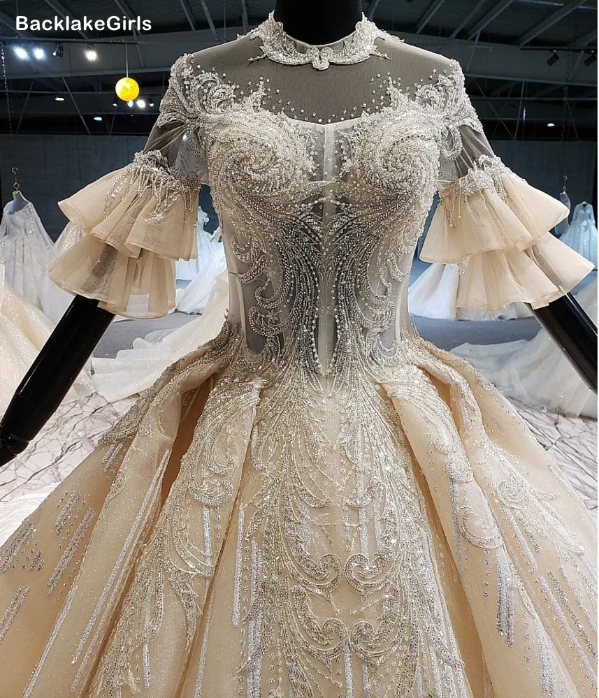 Китайское свадебное платье с высоким воротом в богемном стиле длинное кружевное