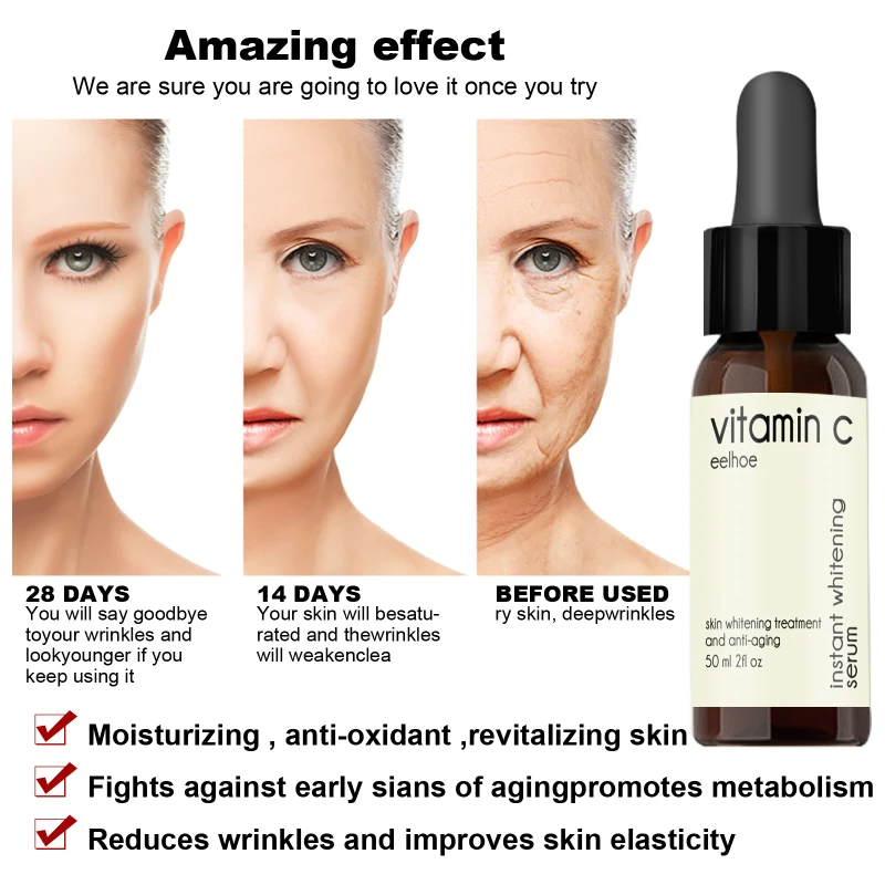 

50ml Vitamin C Facial Anti Wrinkle Serum Remove Dark Spots Collagen Serum Anti Aging Essence Whitening Face Serum Skin Care