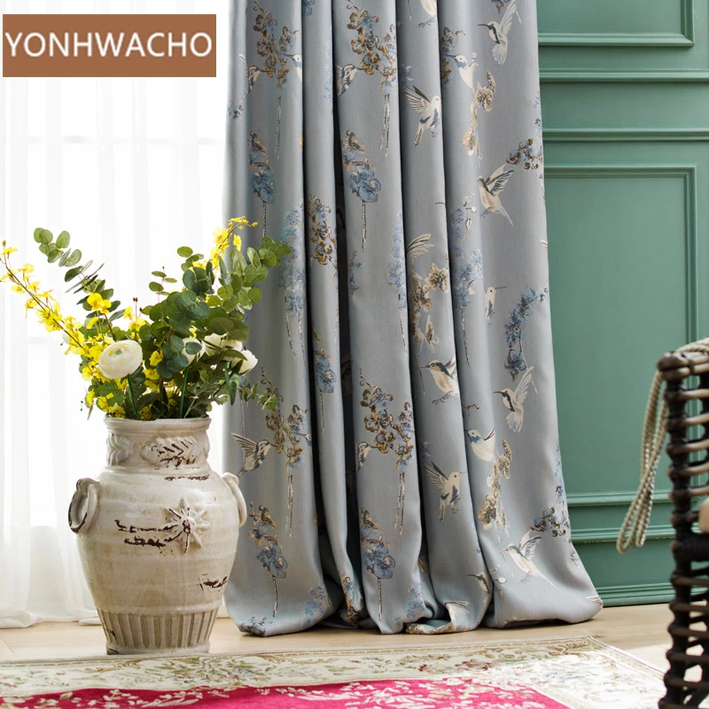 Заказная занавеска Американская страна пасторальная жаккардовая птица гостиная