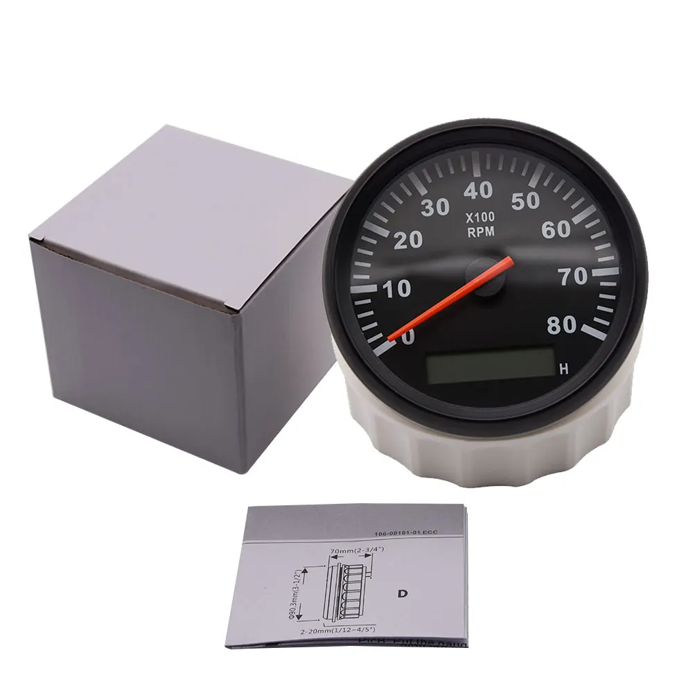 85 мм Лодка Тахометр 8000 об/мин тахометр Калибр автомобильный Морской с песочными