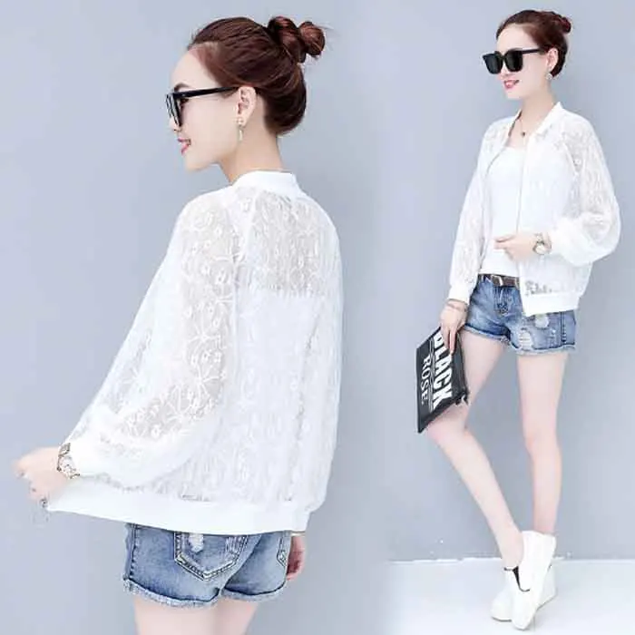 Женский короткий кардиган с длинным рукавом повседневный тонкий защитой от