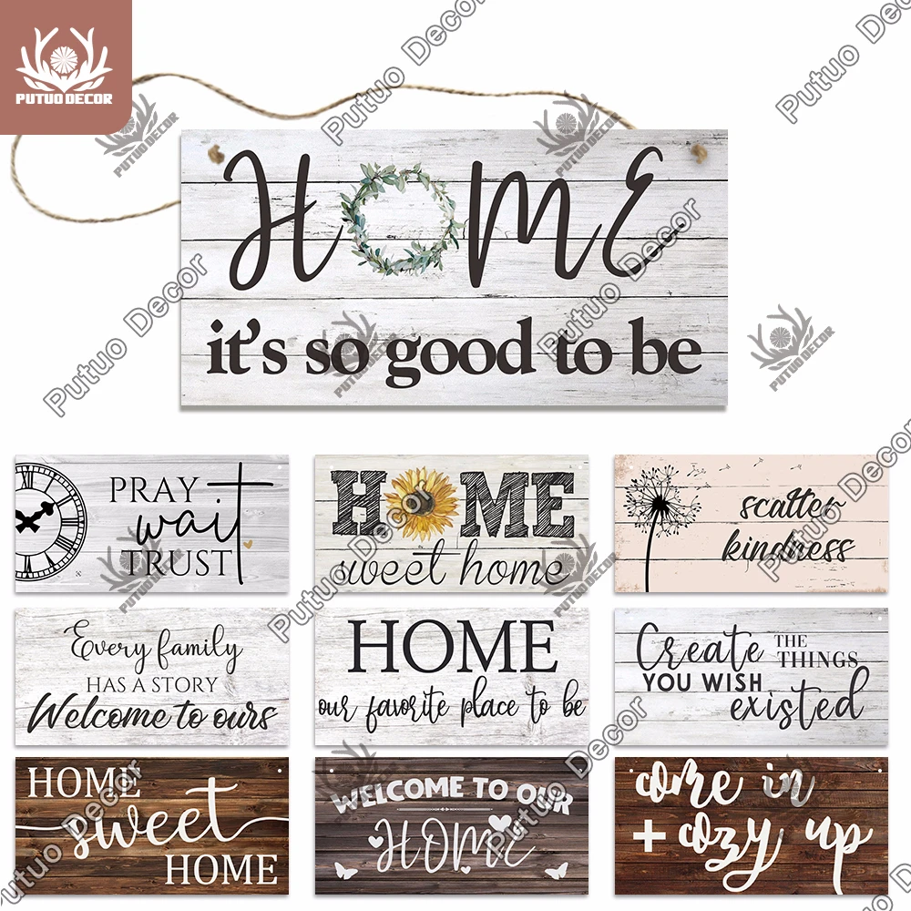 

Putuo Decor Home Wooden Signs Family Wood Pendant Decorative Plaque for Friendship Home Sweet Home Room Sign Wall Decoration