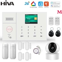 hiva security alarm system for home gsm wifi tuya smart life app control burglar alarm kit with door sensor work with alexa