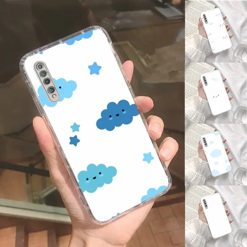 

Cartoon clouds CUTE BLUE Phone Case Transparent For Xiaomi Redmi note 3 9 7 4 8 8T 10 CC9E 11ULTRA T lite PLAY pro 4G 5G
