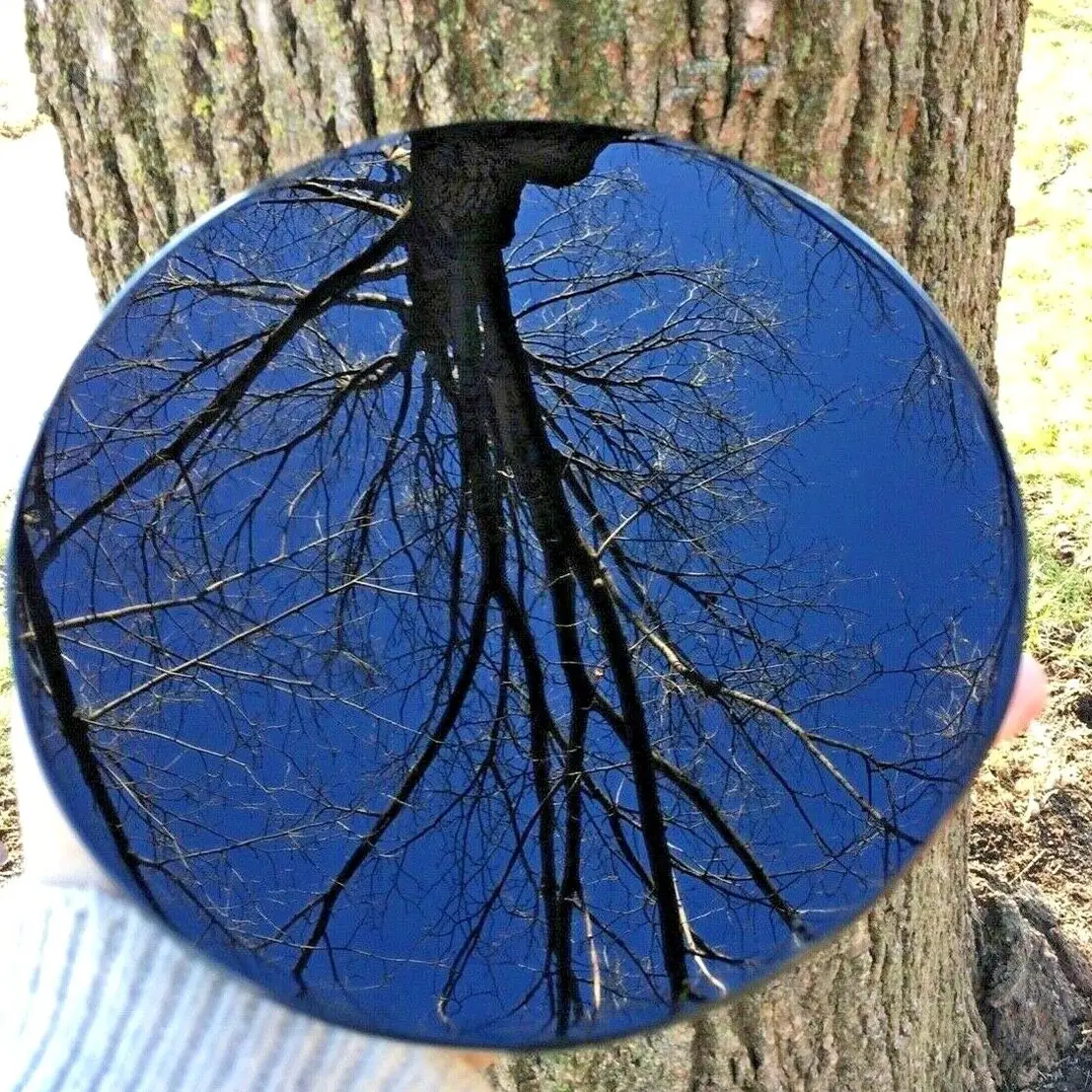 Оптовая продажа черное хрустальное зеркало с держателем натуральный обсидиан