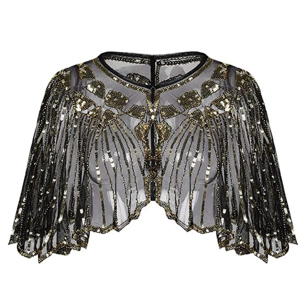 

Women's 1920s Shawl Beaded Sequin Deco Evening Cape Bolero Flapper Cover up Blouse Banquet stage Formal dresses shawl Clothes