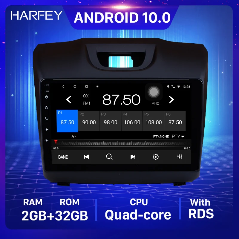 

Автомобильный мультимедийный плеер Harfey, автомагнитола 2 Din на Android 10,0, с GPS, для Chevy Chevrolet S10, 2015, 2016-2018, ISUZU D-Max