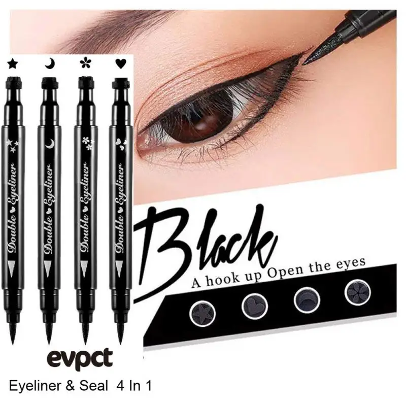 4pcs Stars Moon Love Eyeliner Double-headed Seal Liquid Set Smooth Quick Dry Long Lasting Waterproof Makeup |