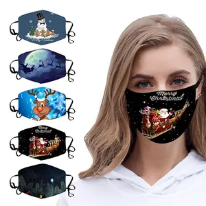 1PC Cartoon Print Mask Christmas Unisex Face Masks Dustproof and Breathable Adjustable Length Windproof Washable face Mask @910