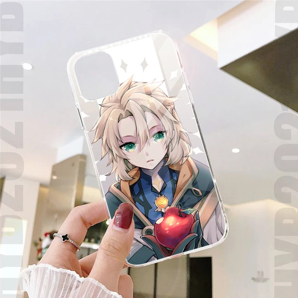 

For iPhone 13 Genshin Impact Albedo Game Phone Case for iPhone 11 12 13 pro XS MAX Mini 8 7 6 6S Plus X SE 2020 XR phone cases