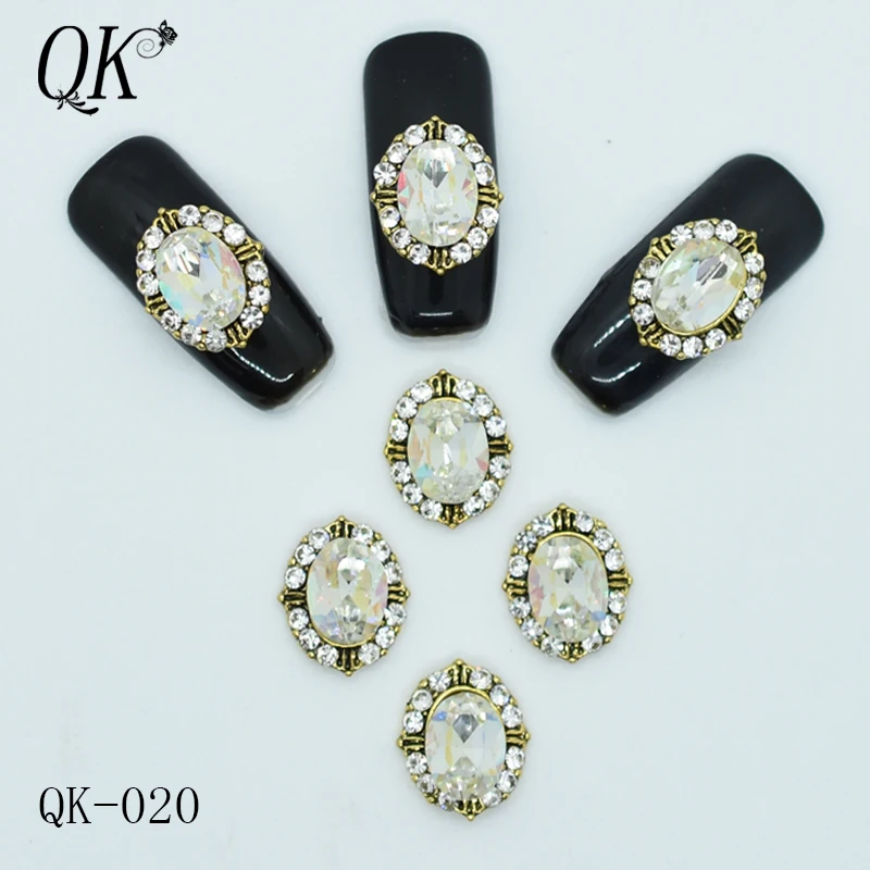 QK-020 10 шт./лот сплав гвозди очарование хрустальные бриллианты СТРАЗА под камень дизайн ногтей украшения ювелирные изделия аксессуары Стразы Новое поступление - Цвет: QK-020
