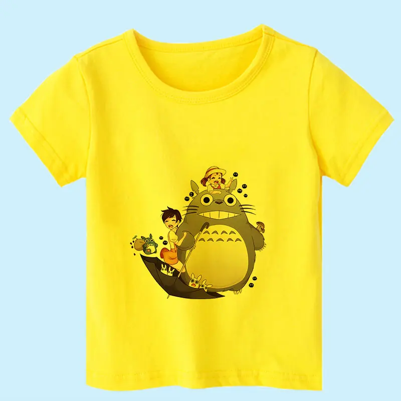 Новая детская футболка с японским принтом My Neighbor Totoro для маленьких девочек и