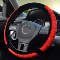 2020 new 38cm autumn winter red plush sport style anti slip sweat leather braid steering wheel cover furry car accessories
