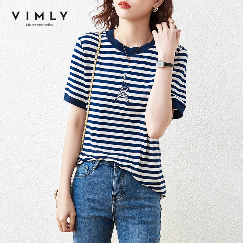 

Футболки FAKUNTN, летние полосатые футболки с круглым вырезом, повседневные футболки с коротким рукавом и принтом, свободная одежда в стиле Хар...