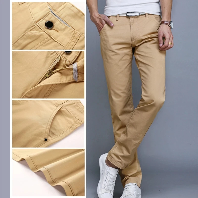 

2021 Spring autumn New Casual Pants Men Cotton Slim Fit Chinos Fashion Trousers Male Brand Clothing 8 colors Plus Size 28-38