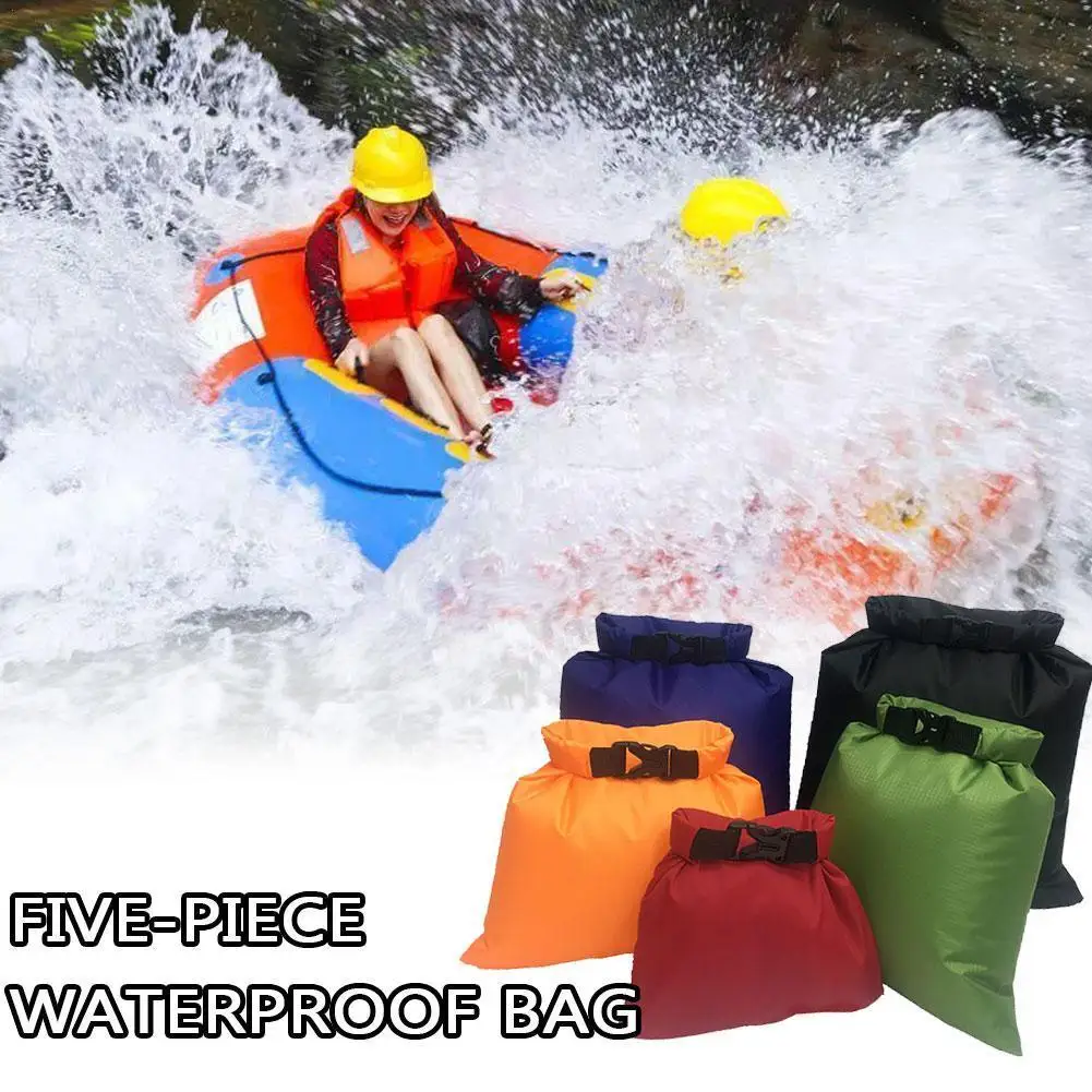 

5Pcs Outdoor Dry Waterproof Bag Dry Polyester Bag Sack Kayaking Drifting Outdoor Bags For Water Sports Floating Fishing Rafting