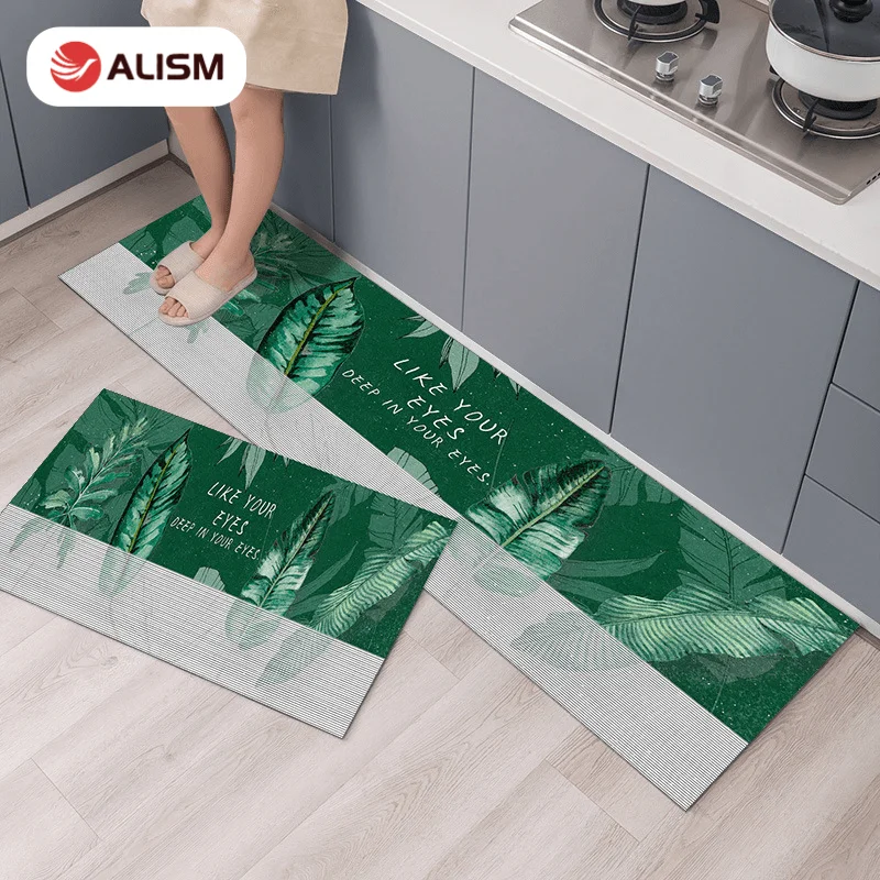 

Non-slip Long Kitchen Rug Tropical Plants Leaves Pattern Suit Absorb Water Floor Mat Carpet Entrance Doormat Home Decor Foot Mat