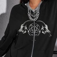womens sweatshirt autumn gothic skeleton angel print oversized hoodie black y2k kawaii hip hop grunge tops clothing sweatshirts
