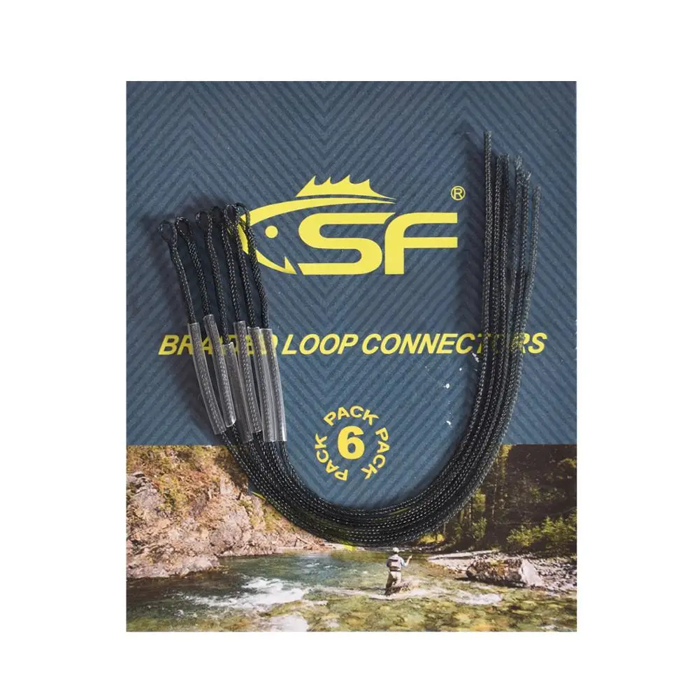 6 шт. SF Черный Плетеный лидер петель разъем тончайшая Рыбалка лососевая форель 30lb