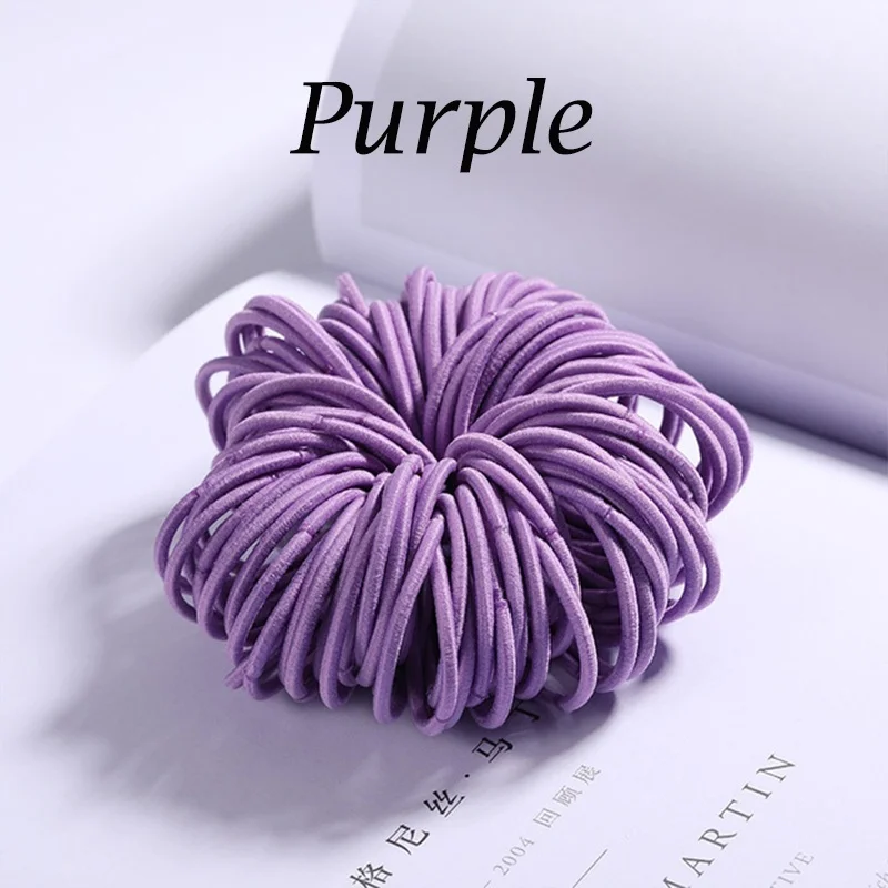 Purple Девушки волосы на кольцевом креплении веревка 3 см 100 шт эластичная резинка для волос удобные аксессуары - Цвет: Purple