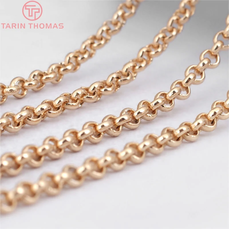 Латунные круглые цепи с покрытием 24-каратным золотом 2 м мм 5 3 цепочки для