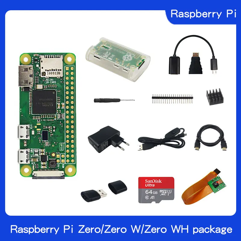 Новый Raspberry Pi Zero / W/zero WH + акриловый чехол карта памяти 32/64 ГБ камера 5 Мп В 2 А Power GPIO