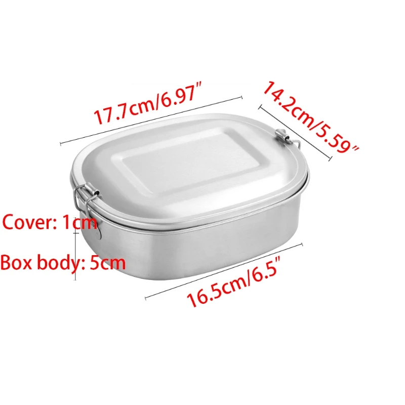 

304 Stainless Steel Square Lunch Box Bento Food Picnic Container Snack Breakfast Leakproof Travel for Kids Student