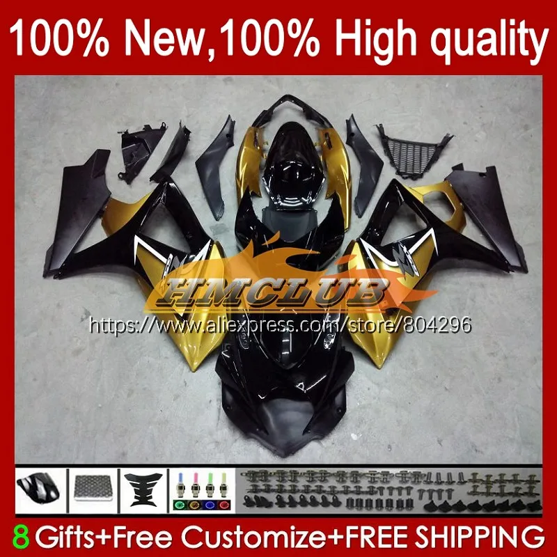 

Корпус для SUZUKI GSXR1000 K7 GSXR-1000 GSX R1000 35No.78 GSXR 1000 CC 1000CC 07 08 GSX-R1000 черный золотой 2007 2008 Обтекатели