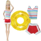 Модная кукольная одежда для куклы Барби, одежда для плавания, бикини, спортивные штаны, одежда + 1 кольцо для плавания, кукольные аксессуары, детская игрушка для игрового домика