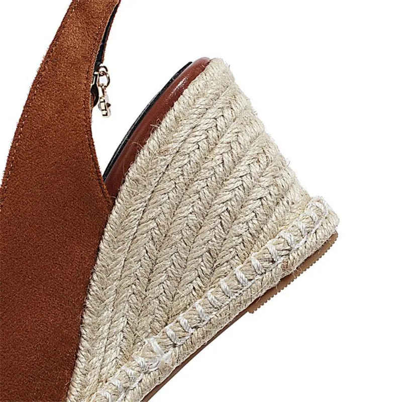 Туфли-лодочки женские на платформе винтажная обувь танкетке соломенные сандалии