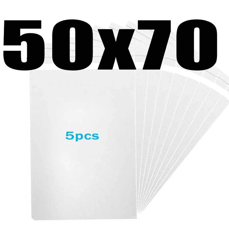 50x70CM 5pcs Thick Прозрачный пластиковый самоклеющийся пакет целлофановые пакеты прозрачная Толстая самозапечатывающаяся маленькая упаковка герметичный полиэтиленовый пакет - Цвет: 50x70CM 5pcs Thick
