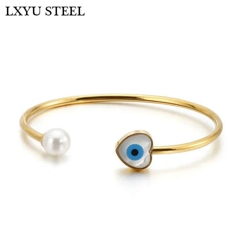 Браслет из нержавеющей стали с сердечком браслеты удача жемчуг манжеты на день
