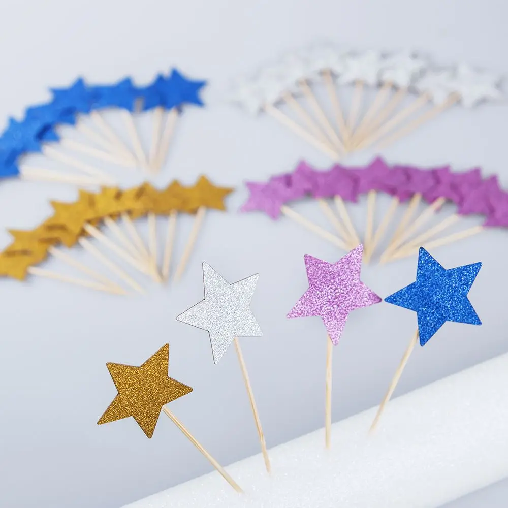 10 шт./лот мини торт с блестками золотой серебряный Звездный украшение для
