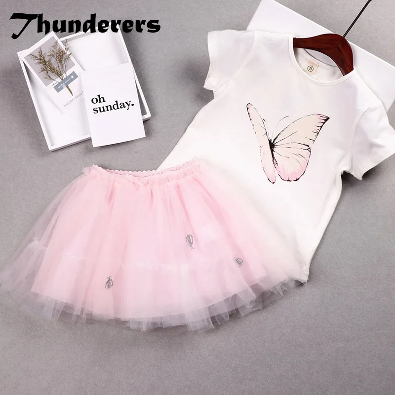 Комплект детской одежды Thunderers для девочек рубашка с бабочкой и юбка пачка