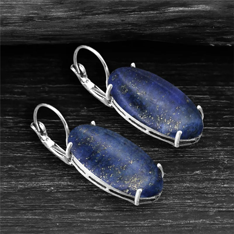 Большие Винтажные серьги в форме глаза из натурального лазурита тигра унакита