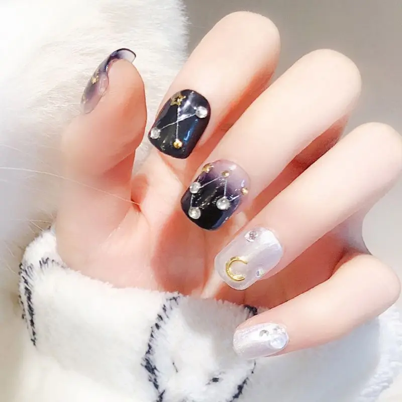 24 шт. накладные ногти короткий дизайн полное покрытие искусственные Q1QD|Стикеры и