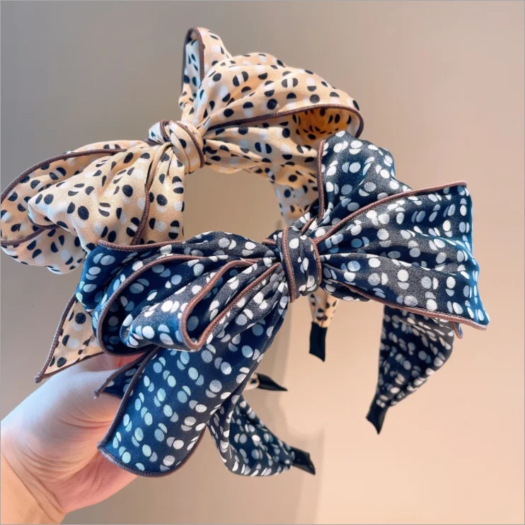 

Women hairbands Girl retro ins temperament cream wave dot three-dimensional multi-layer big bow headbands