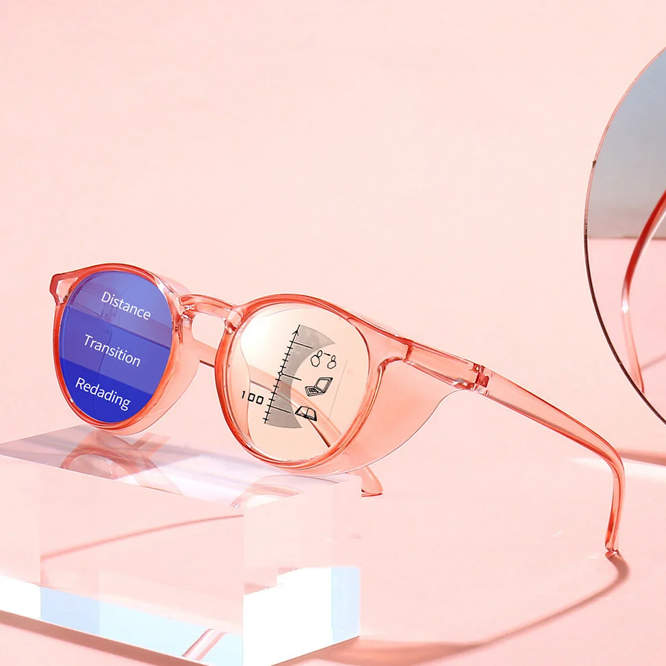 

Round Progressive Multifocal Presbyopic Glasses Anti-Blue Light Reading Spectacles Lenses +1.00 +1.50 +2.00 +2.50 +3.0