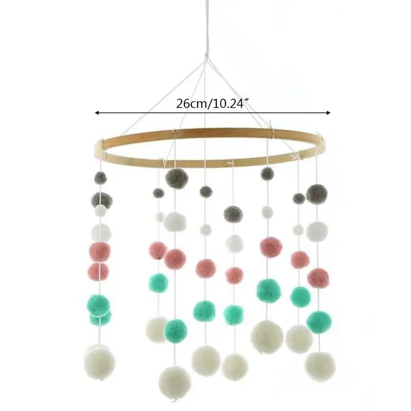 

Baby Crib Wool Ball Mobile Rattle Wind Chime Bed Bell Toys Kids Room Hanging Decoration
