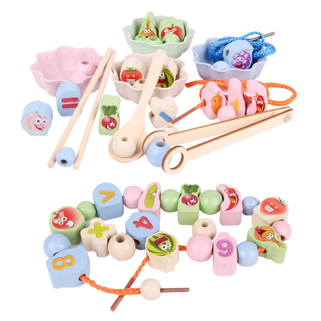 

String Wooden Beads Clip Bead Educational Preschool Activities Sensory Toys