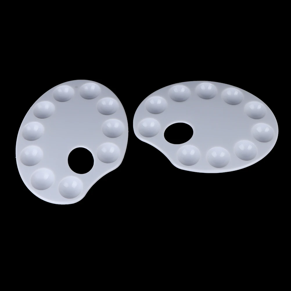 

2Pcs White 10 Wells Palette Artist Children Students Art Craft Color Mixing Tray Portable Painting Palette