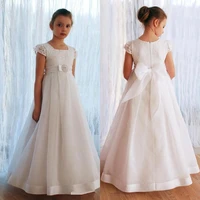 lovely short sleeve lace wedding flower girl dresses vestido de comunion first communion junior pageant party gowns