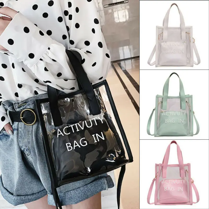 Clear Tote Bag Crystal PVC Transparent Bags Women Fashion Handbag Shoulder Beach | Багаж и сумки